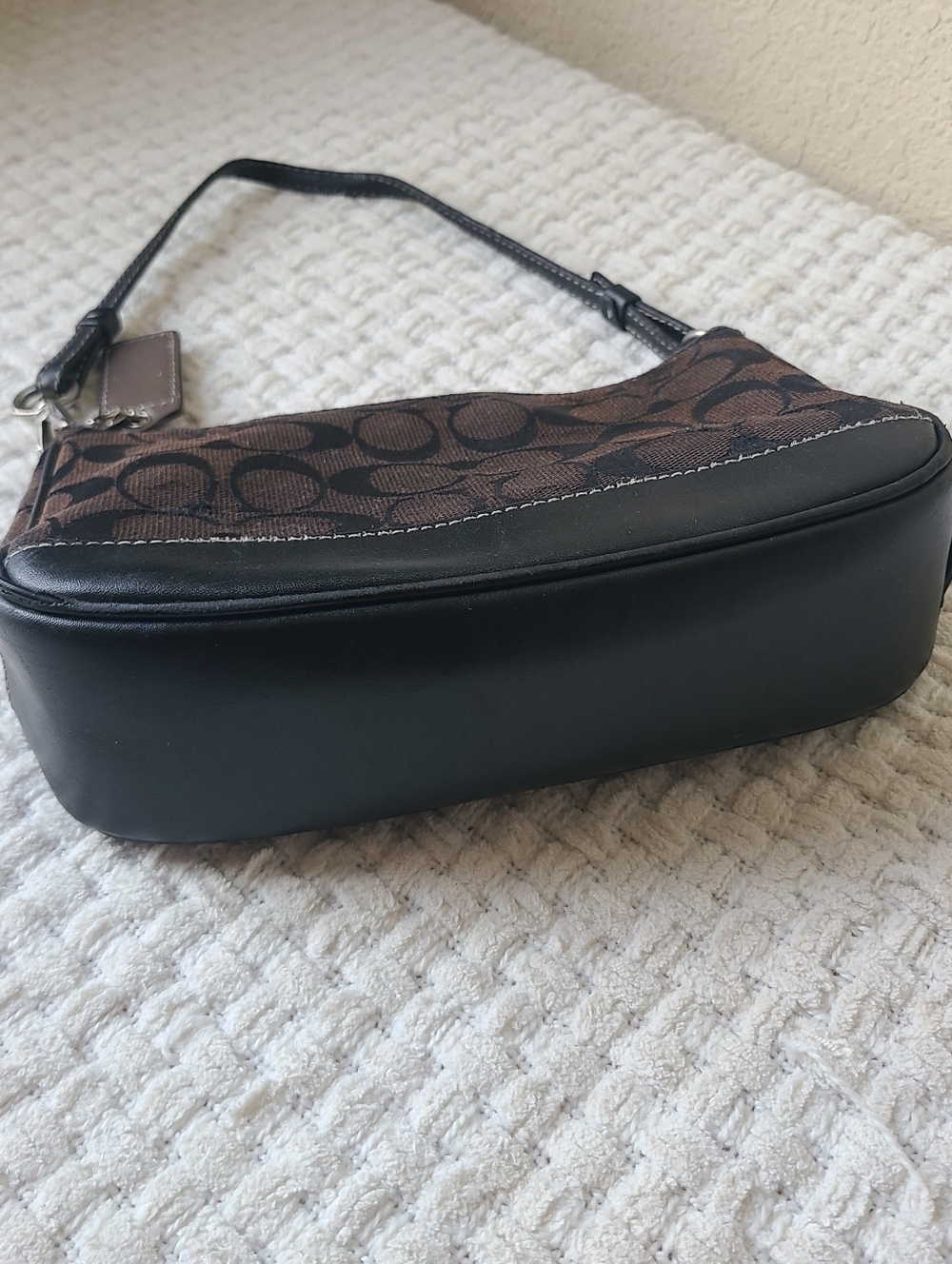 Coach Dark Brown Signature Canvas Shoulder Bag with Black Trim No. 125-6094 - Picture 11 of 12